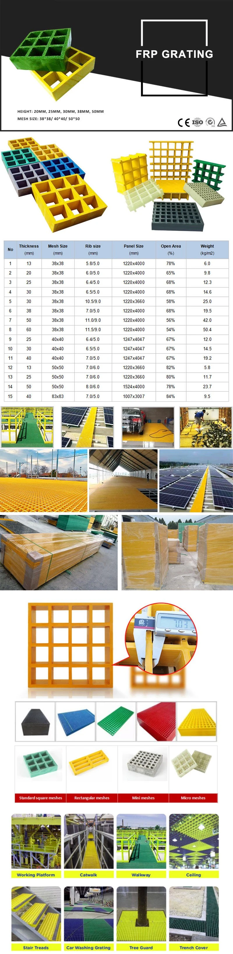 China Good Quality high Strength Fire Protection Mold FRP Glass Fiber Fiberglass Materials Catwalk Grating